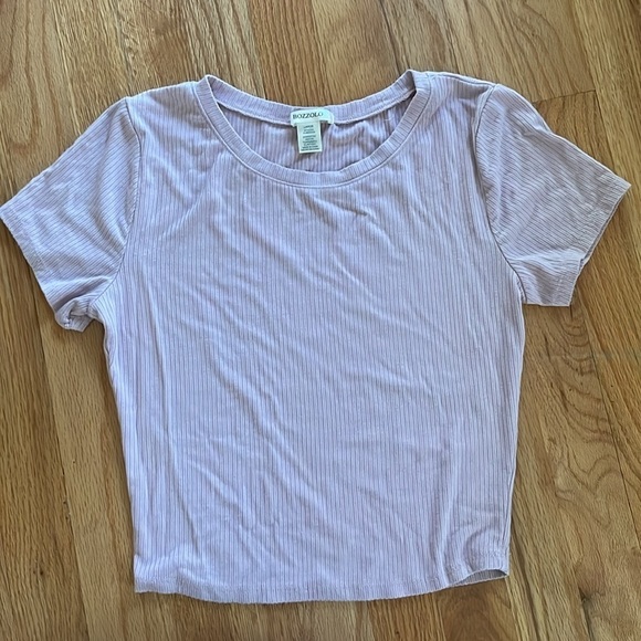 Ribbed Stretch Shirts Short Sleeve Tank Cider Bozzolo Set Junior L Pink Grey - Picture 6 of 7